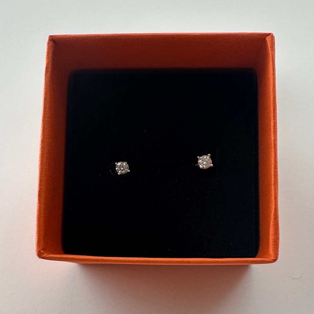 3mm 25 ctw round Moissanite Sterling Silver Stud Earrings